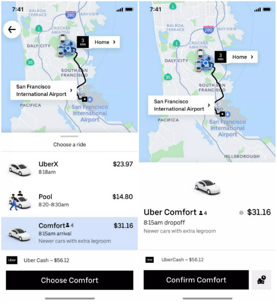 uber comfort vs black