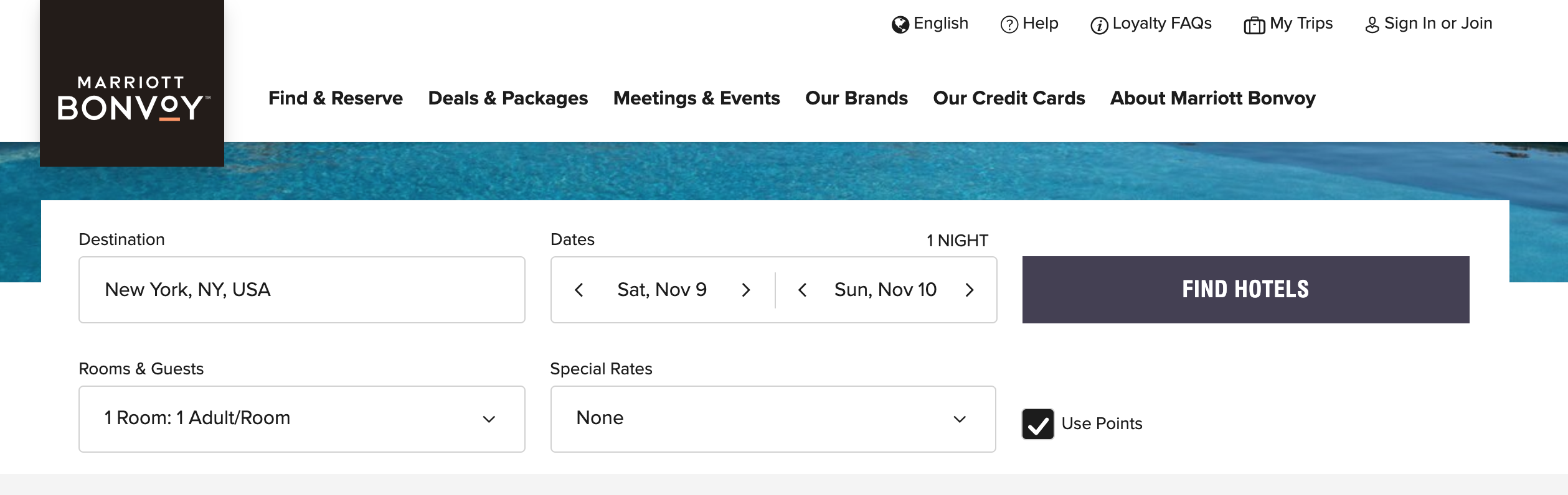 Screenshot from Marriott.com