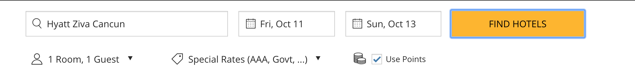 Screenshot from Hyatt.com