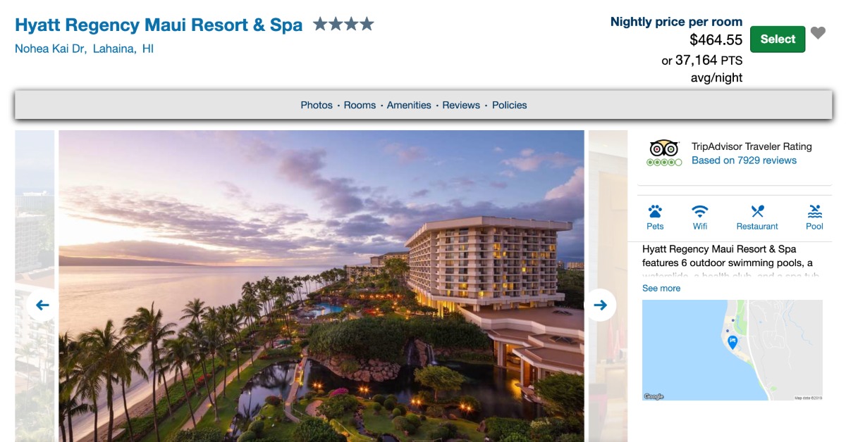 Screenshot from Hyatt.com