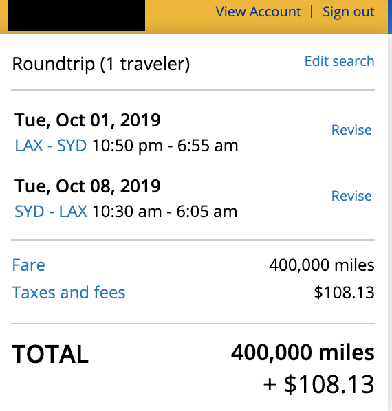 Screenshot from United.com