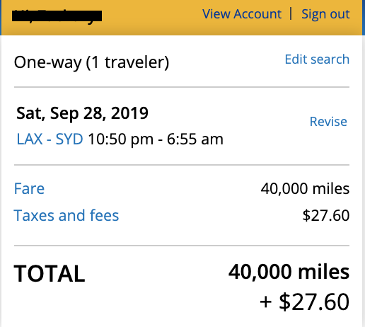 Screenshot from United.com