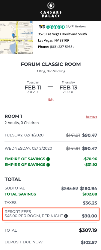 [Amex Offer] Get $40 Back at Caesars Resorts in Las Vegas