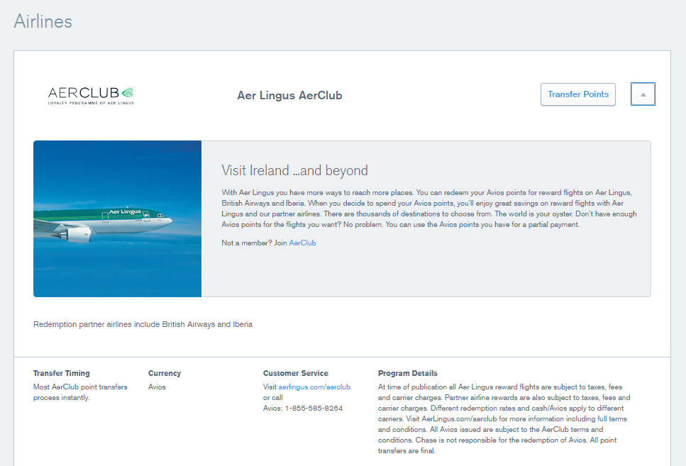 chase sapphire to fly aer lingus seattle