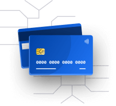 Monevo credit card with chip pattern behind it