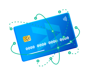 Illustration of a blue credit card