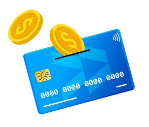 Illustration of a blue credit card